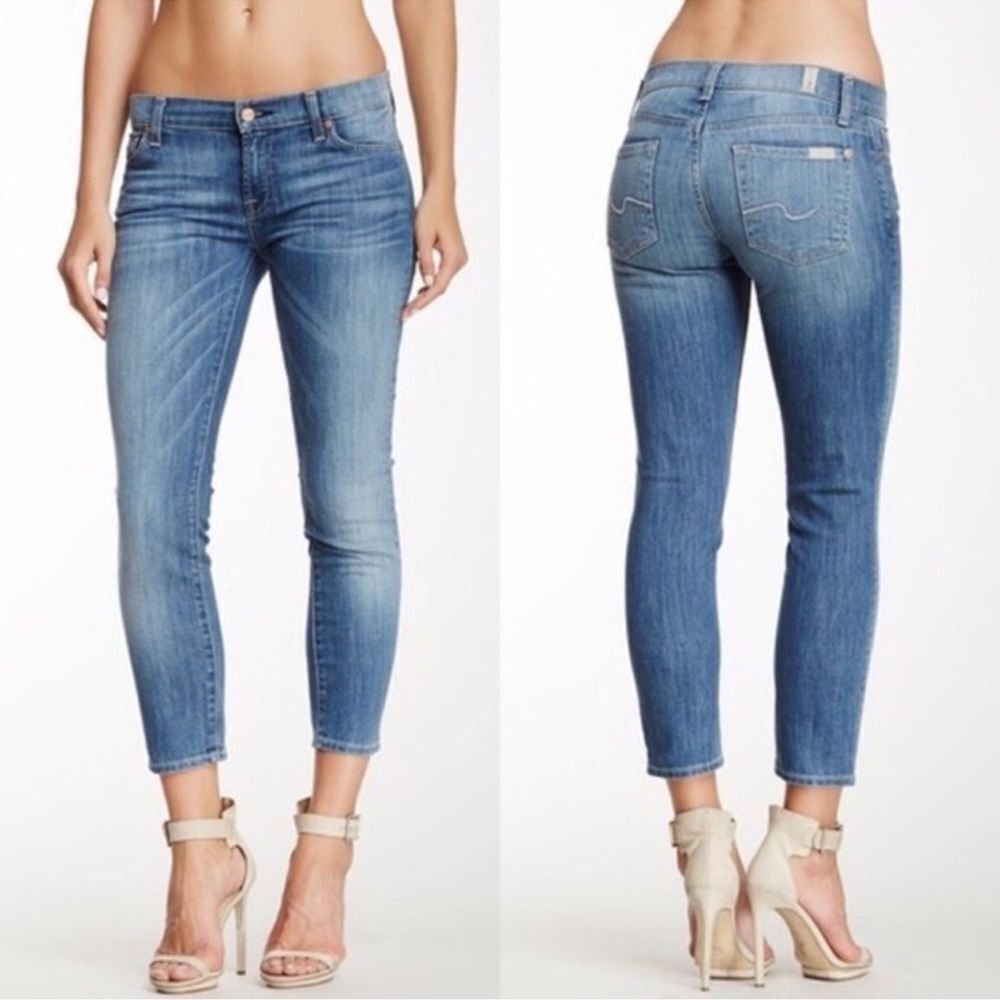 7 For All Mankind Low Rise Crop Roxanne Jeans Size 29 - Picture 3 of 8